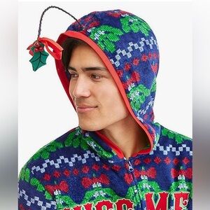 Dec 25th Mistletoe Men’s Ugly Christmas Sweater Fleece Pajamas Large